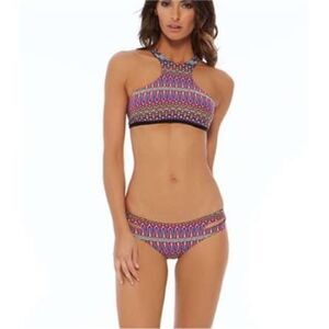 L*Space Swim Native Dance Haute High Neck Two Piece Bikini Set Women’s Med/Large